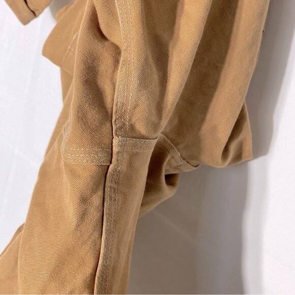 Carhartt Tan Duck Canvas Bib Overalls Double Knee Work Wear 50x30 - Picture 6 of 16